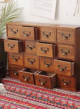 akka实木复木古面小抽屉HFN式小型柜子制迷你收z纳柜置桌物柜收纳