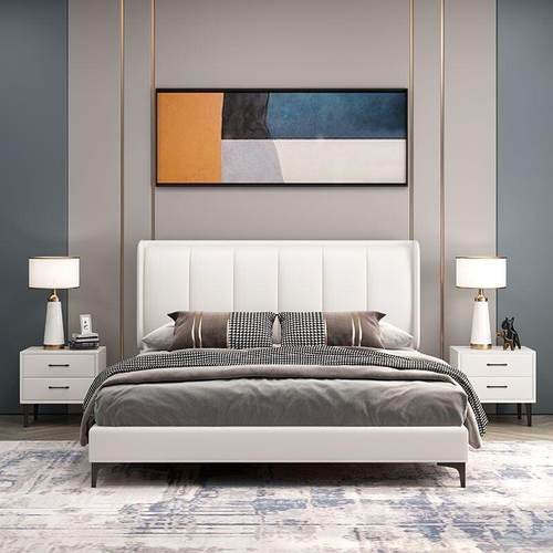 现床代简约靠背榻垫软包靠实木床头制榻米悬浮床头科技RFP布超纤