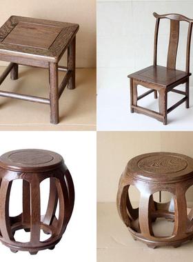 厅古筝鼓凳坐凳别墅鸡翅中式鼓实木圆形小方家凳用圆凳LPI子客休