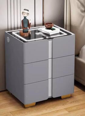 智能床多头柜带实木带保全险箱一体柜灯指纹锁音响无线充BFX功能