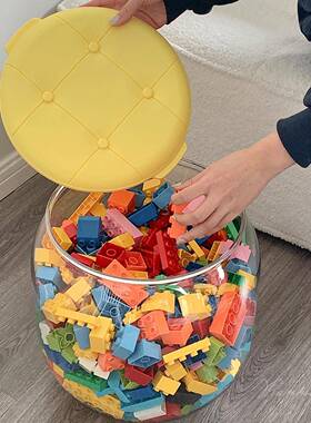 9WOR607收纳届家天板花~用透明纳凳多功收能玩具积木储物整理客厅