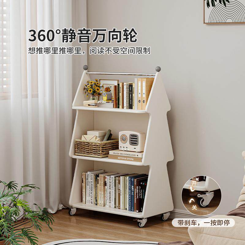小圣诞树书儿移童书架可动双面收纳置物架子落地型简易书本柜家用