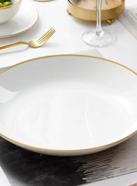 大F76S57M7金边骨瓷餐子具大盘商用菜盘子英餐厅12寸家用大号圆盘