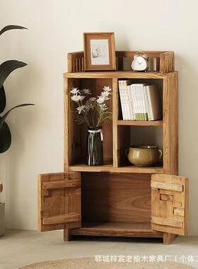 实木收纳柜老榆落原木书柜新中式展XVZ示古木柜客地厅靠墙复古博