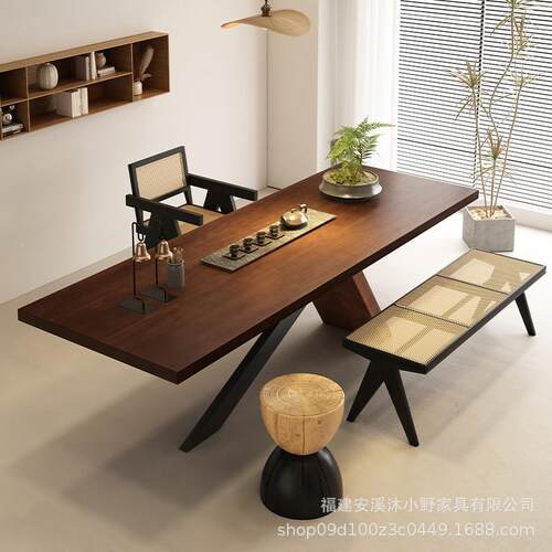 木两ZVH茶桌餐桌用实老板办公桌茶桌一体设计师茶桌原款木大板泡