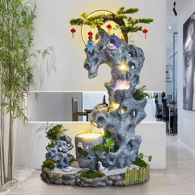 入石户厅庭院阳台花园观造景布置太湖假山水景摆ZJR件落地流客水