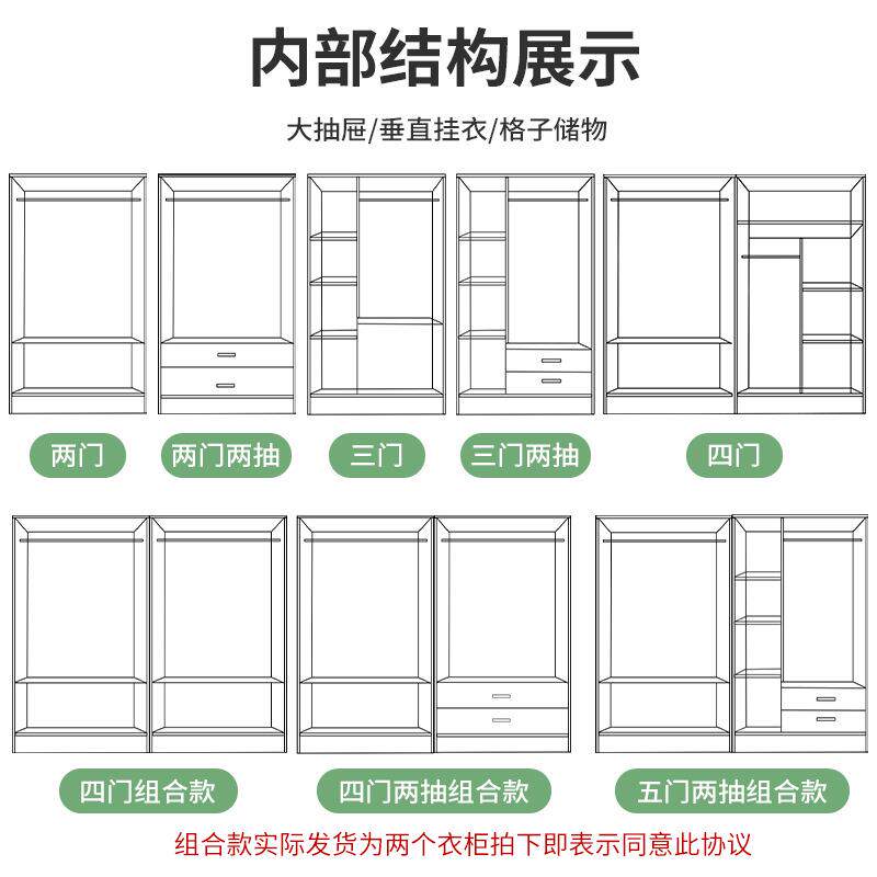 衣柜门卧室家MQQ用晶灰白小户型单双人收纳柜出租对房开子抽屉挂
