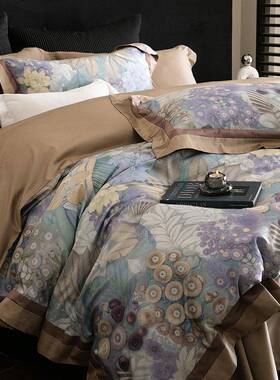 美式轻印奢床四件套00S长绒棉纯棉田园花被套床单PZ1628全棉床上1