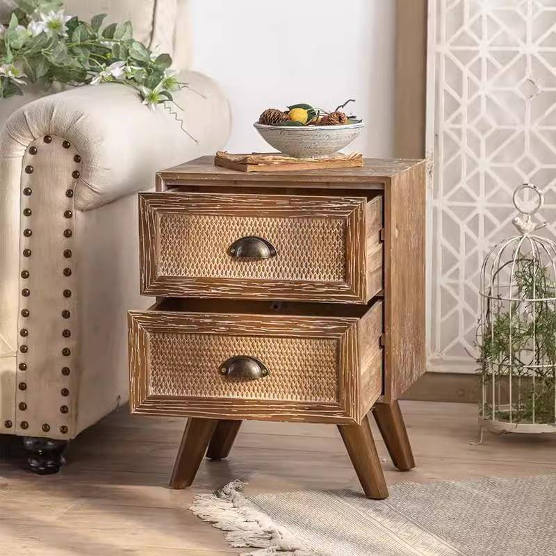 复古实收木小型卧床头网红FHU简易创柜意窄迷你抽屉式纳储物室小