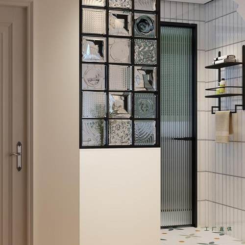 现代简风卫生间白半墙屏约风客厅入户网红超玻璃断砖隔洗985漱台