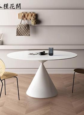 油风岩板餐桌家小用户型现代简约圆桌轻奢圆形餐椅组桌合饭奶9815