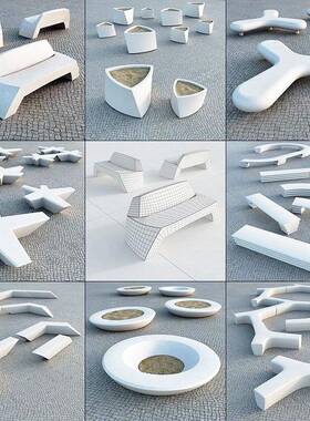 玻璃座474椅休闲围树池坐凳异形组合休息椅R园林景观FP户外钢椅G