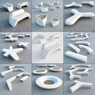 玻璃座474椅休闲围树池坐凳异形组合休息椅R园林景观FP户外钢椅G