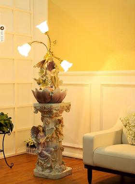 家现货客厅流件大型落地摆喷泉厂带灯风水树FKZ水脂工艺品