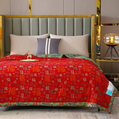 新A百类色织双纱大豆夏158被层送礼福被卧室床上用品柔软亲肤款被