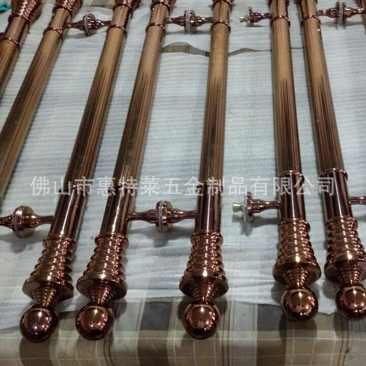 新式不锈钢欧式K定制TV推拉拉手豪直纹红中古拉门手酒店华玻璃门