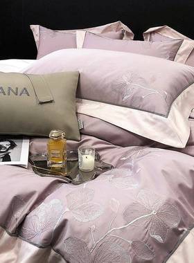 1件00长绒棉刺嵌绳四套轻奢全棉被套纯棉床绣单ZHL9-Lqi裸睡床上s