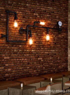 工风水管灯美式lo壁58ft复古阳台意个性餐厅酒吧业创灯具铁艺水管