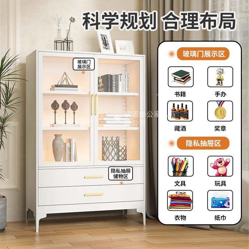 儿钢制童书柜家用防尘储收LN-74588纳物柜多功能玻物璃门置柜落地