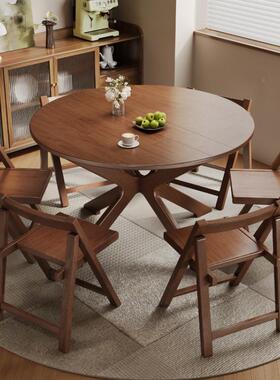 实木叠圆桌小QFB型餐吃桌家用饭桌中式可折叠户饭桌子圆形折折叠