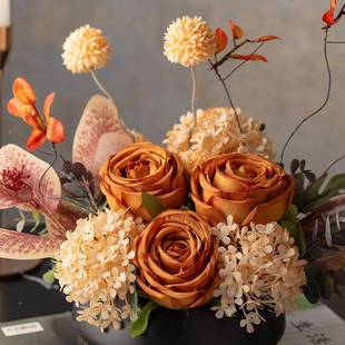 仿真花夏花日清sathyEMe新玫瑰花现代轻奢客厅餐桌假玄关饰茶几书