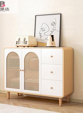 原木藤编餐边柜奶油34979风墙体物柜一靠家用厨房客餐厅置储物收