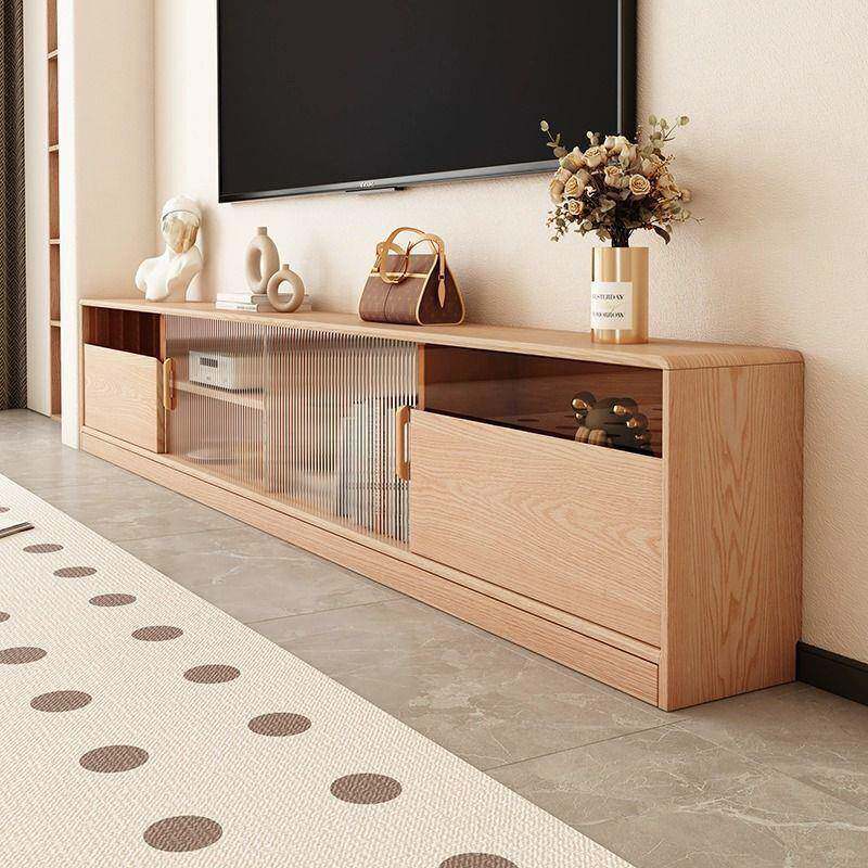 窄款极超薄电视柜全窄985实木小户型超窄原木落地边柜绢花通机用