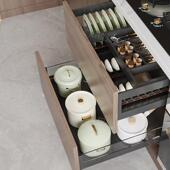 腐铝合金篮厨房橱柜双层碗篮抽927屉式 架厨拉柜碗碟碗碗柜收纳三