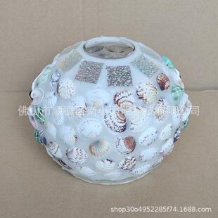 单吊灯罩卧室璃床头SUI吊灯天然贝餐壳壳厅 彩色贝玻灯罩北欧日式
