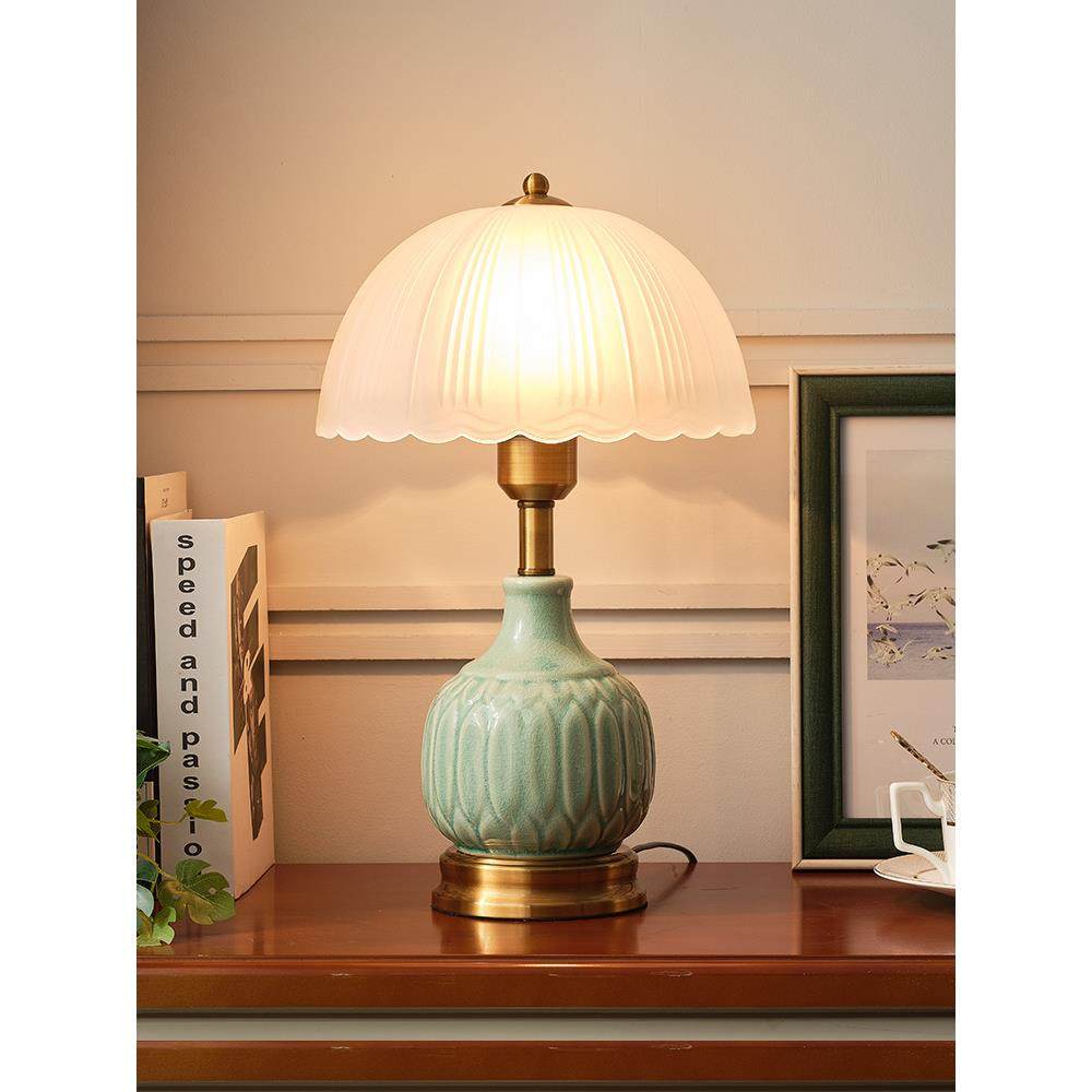 简约现代陶瓷台灯卧室床头灯玻璃灯罩电视柜护眼小台灯家用装饰灯,纺织面料/辅料/配套,纺织机械配件,淘宝优惠券,粉丝福利购,淘宝优惠卷