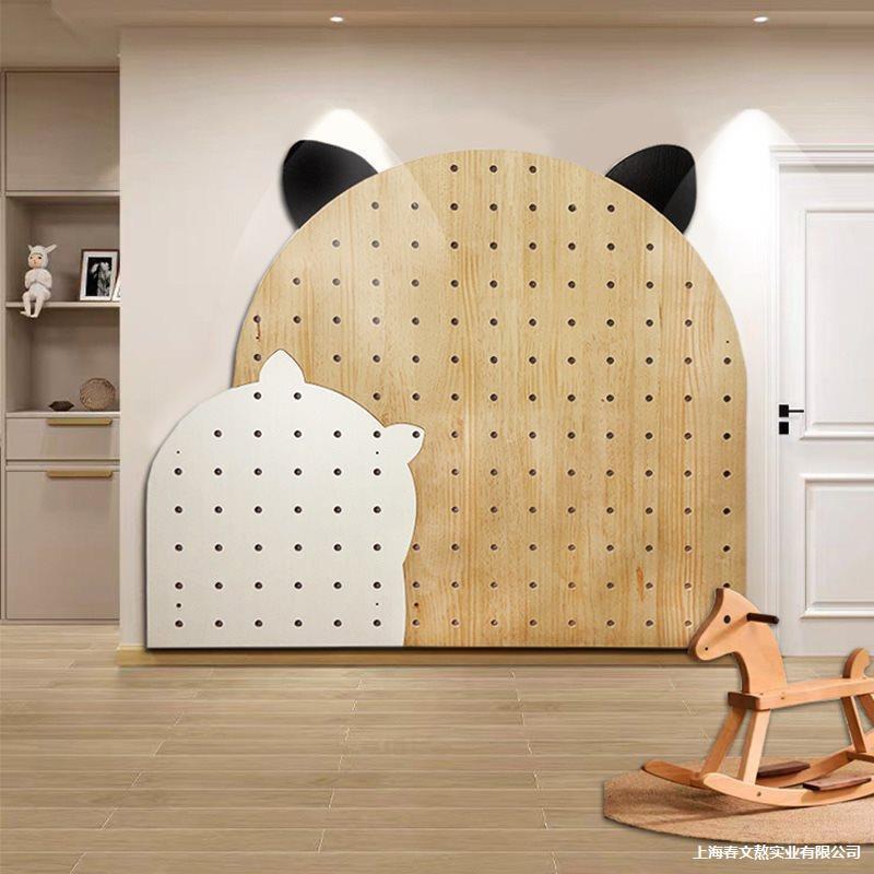 发实木洞洞板造型幼儿园儿童房玄关墙面入户隔板收纳架墙壁展示架