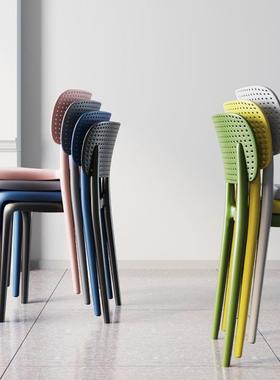 约塑料餐椅19892北可叠放靠背家用塑料加厚简现代凳子欧椅奶茶店