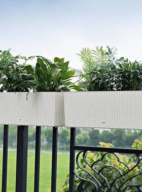 阳花园布置栏物杆挂式花盆悬挂台种花FOE置架花架长方形花篮箱花