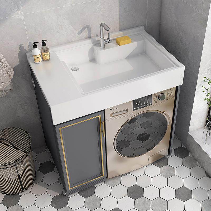 小户型阳整台洗衣柜111滚筒洗衣机伴侣一台盆体卫柜浴柜太体空铝