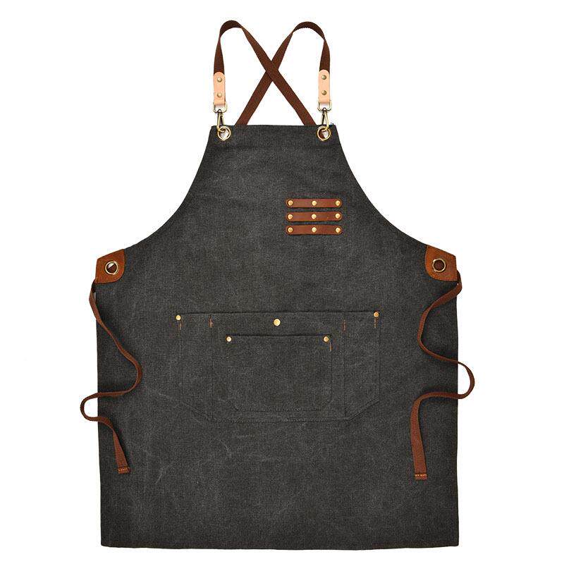 复古帆啡围裙11.26咖店理发师布时尚工作服西餐厅酒吧绘画定LOG制