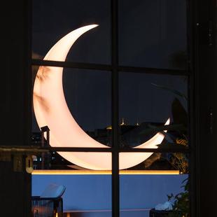 网红月亮灯户外地月亮落弯月灯陈道具景月牙户外庭院造花园美景观