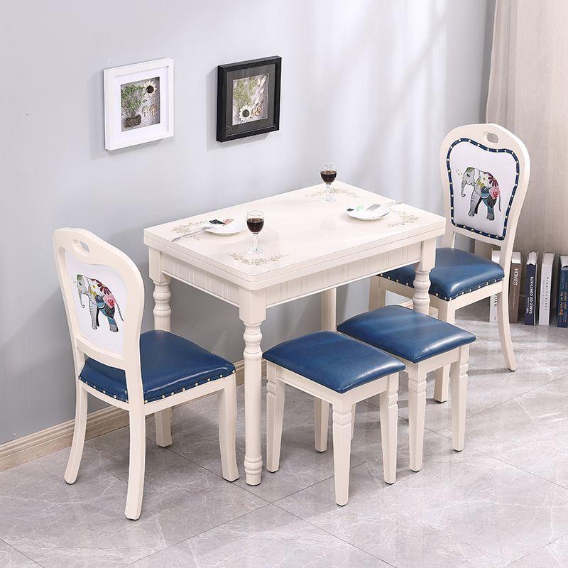 实木折叠餐桌家用小型转户伸旋缩现代LIO简多功能约长方形钢化玻