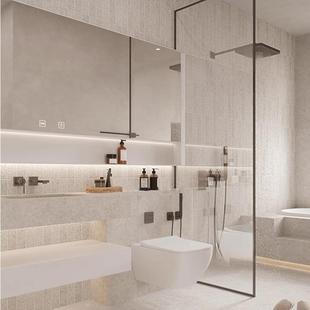 莱姆石古水泥砖00x200暖灰6色瓷砖卫生间1格子105墙砖民宿防复滑