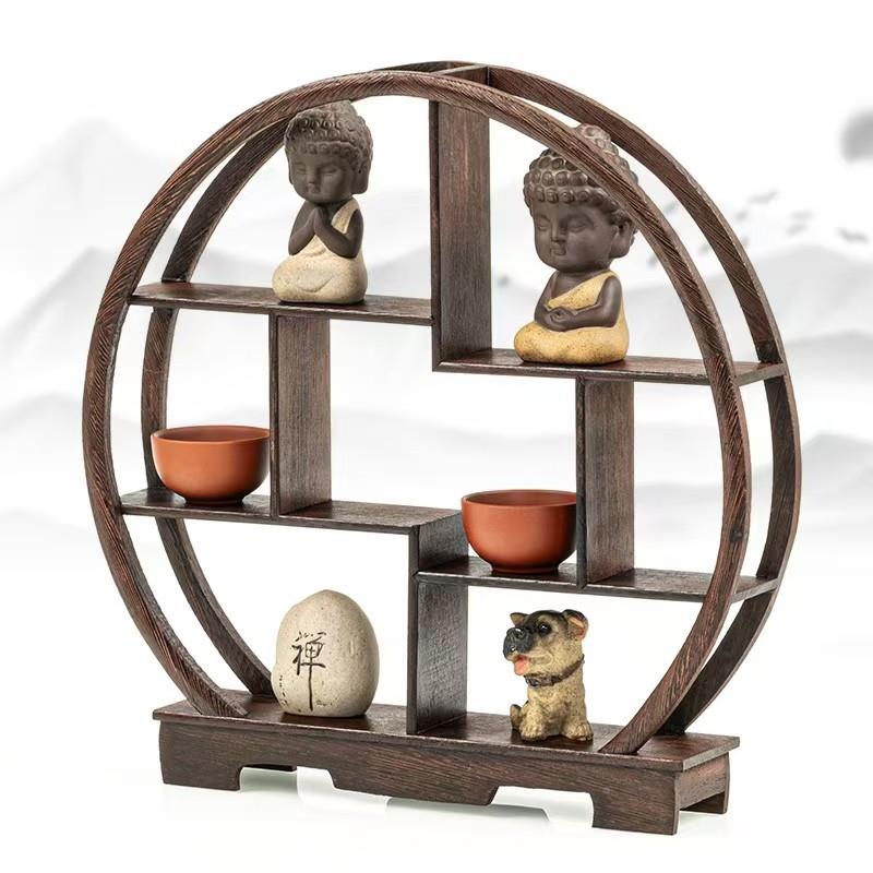 古实木中式茶具翅木仿古博架小茶壶展示鸡架桌上茶架子置物架662