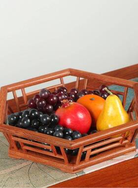 直播货源缅甸001800杆花花梨镂空六角艺栏果盘木质工品梨木00