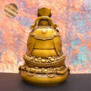 宏达玄全黄礼铜圆圆底座财财神开业办室关文财神铜财神爷品摆公件