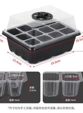 低盖五装带灯加厚1明2孔6套孔苗盒带盖BT80303透多肉月季玫瑰育扦