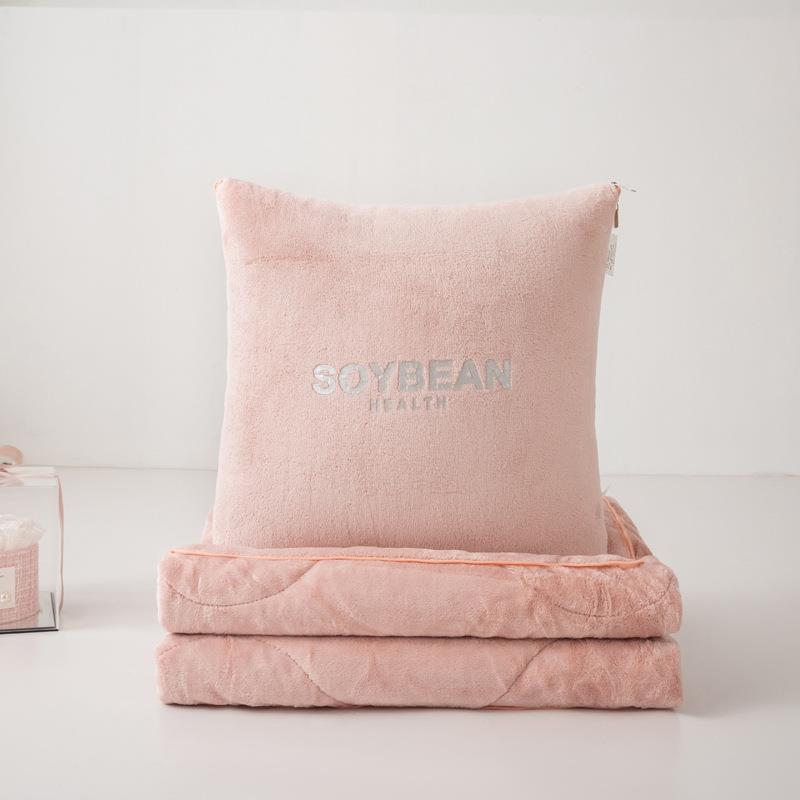 绒新款加厚FLR法兰印花抱枕被休闲毛毯办公午毯睡盖二合一两室用