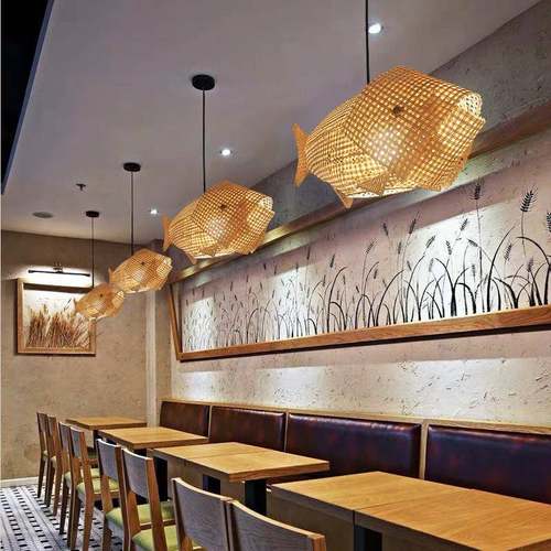 鲤鱼灯新中厅餐吊式灯MY-059饭店餐吊馆创意鱼日式寿司料理东南亚