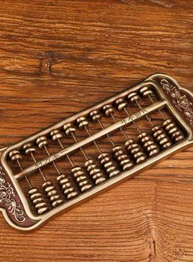 厂实心铜花算盘家居摆家回纹铜件111算盘边铜算盘