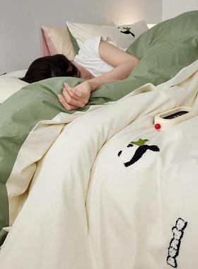 秋冬卡通100s全棉绣磨毛床上四件套巾棉被67112套纯1.2毛笠三件套