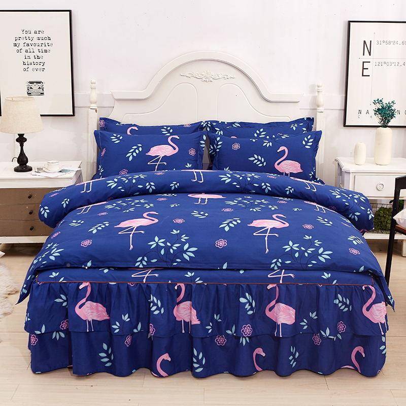 磨毛加四件套床被套床裙款纯亲肤RtB7x2a4棉用双单人厚床上品