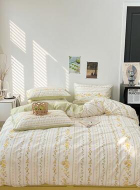 四韩系小碎花XW纯棉床上床件套四季三通用款全棉被套床单宿舍件套