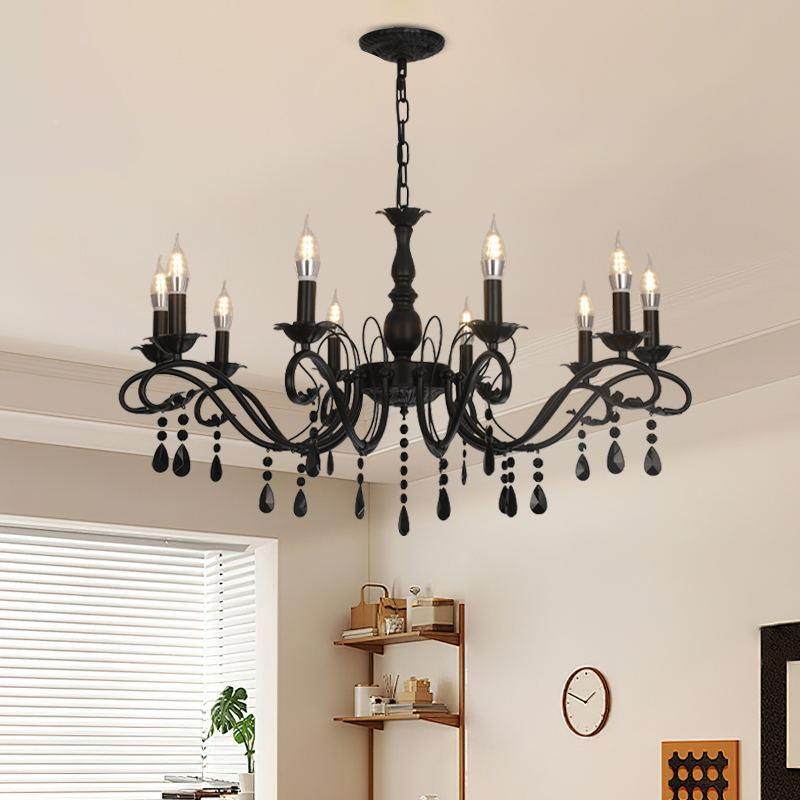 美式简约卧黑铁艺水晶吊色961灯后现代厅餐厅室创客意法式服装店,家装灯饰光源,智能吊灯,淘宝优惠券,粉丝福利购,淘宝优惠卷