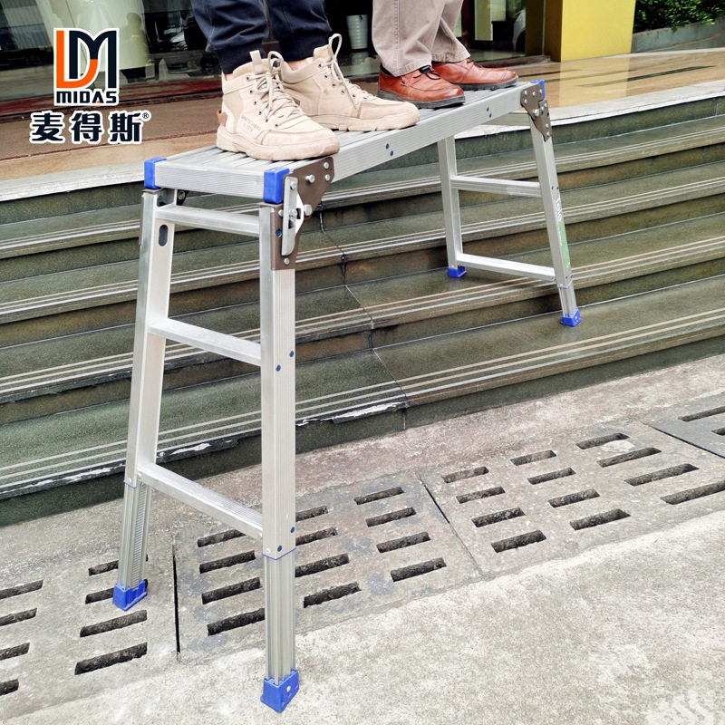 马凳折叠伸缩梯铝合金工作台加厚加固洗车台多功能梯子伸缩脚马凳